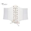 Women Corset Elastic Waistband Lace-up Wide Belt Solid Color Imitation Leather Outfits Dresses Tops Waist Cincher