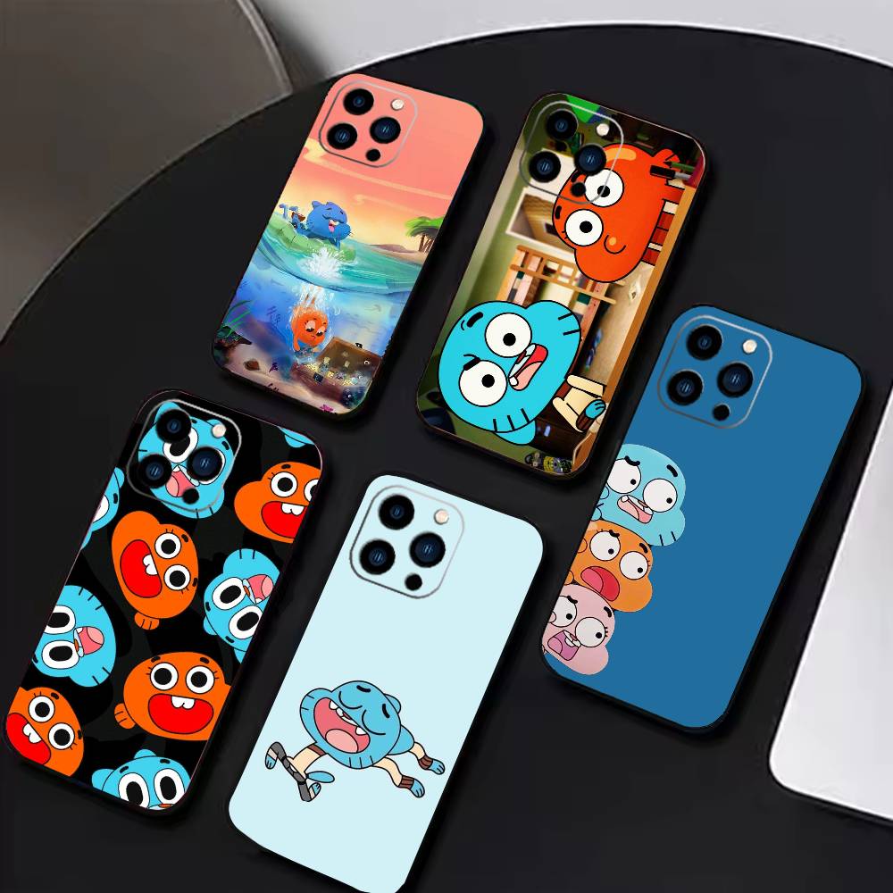 D-Gumball and Darwin Phone Case For iPhone 16,15,14,13,12,17,Pro Max,Plus Silicone Black Case