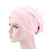 Women Stretch Beanie Chemo Cotton Hair Turban Hat Double-layer Soft Satin Lining Crinkled Hijab Inner Hijab Caps