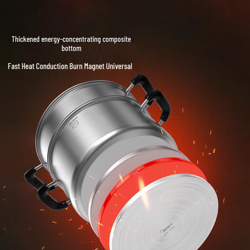 Midea 304 Stainless Steel 2-in-1 Steamer and Soup Pot