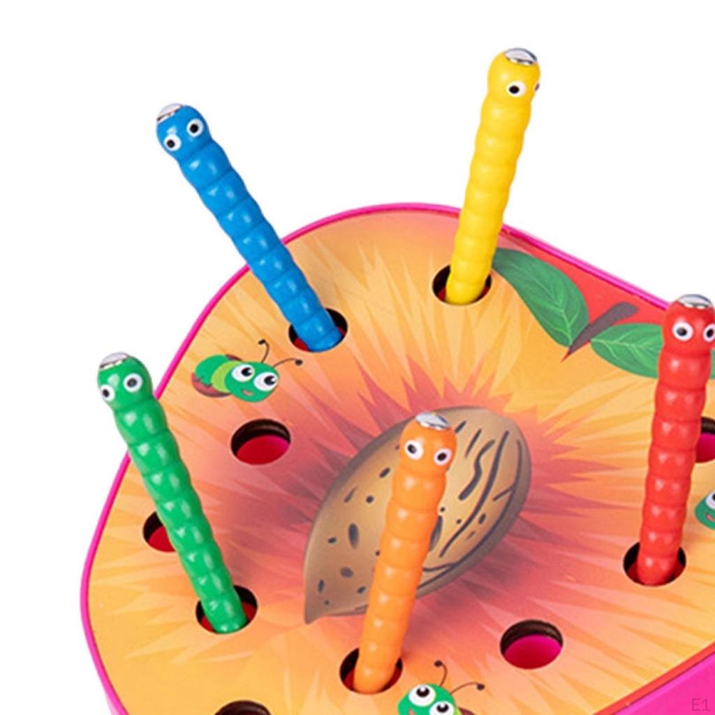 Magnetic Worm Catch Game Fine Motor Skills Color Cognitive