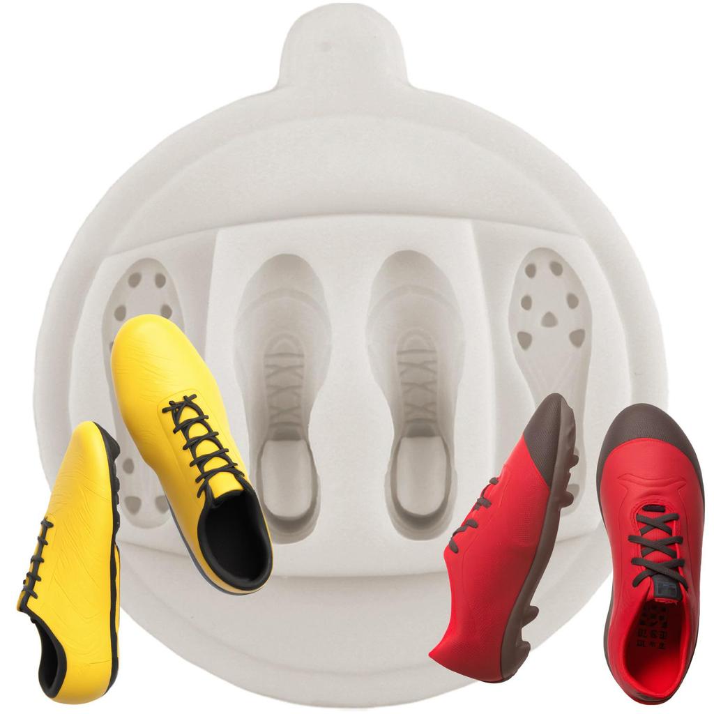 Moldes de Silicone Jogador de Futebol Jogador de Futebol Chuteiras Molde de Fondant Ferramentas para Decoração de Bolo Topper de Cupcake Doce Chocolate Molde de Pasta de Goma