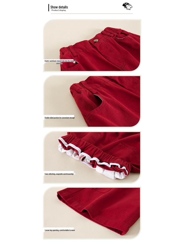 2025 Kids' Korean Style Autumn Pants: Comfortable, Skin-Friendly Cargo Nine-Point Pants for Boys and Girls