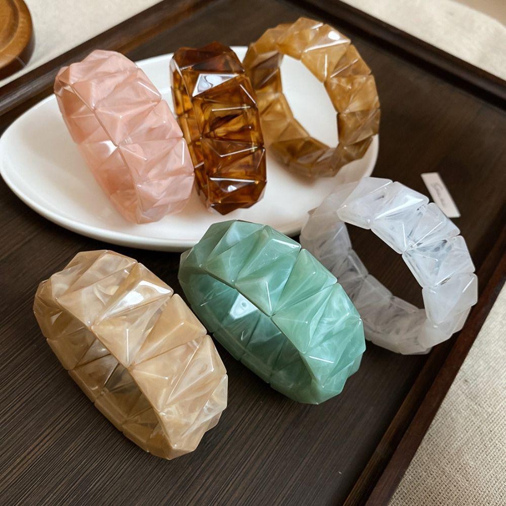 Smudging Acrylic Bangle Wide Triangle Retro Hand Ring Creative Irregular Wide Bracelet Lady Girls