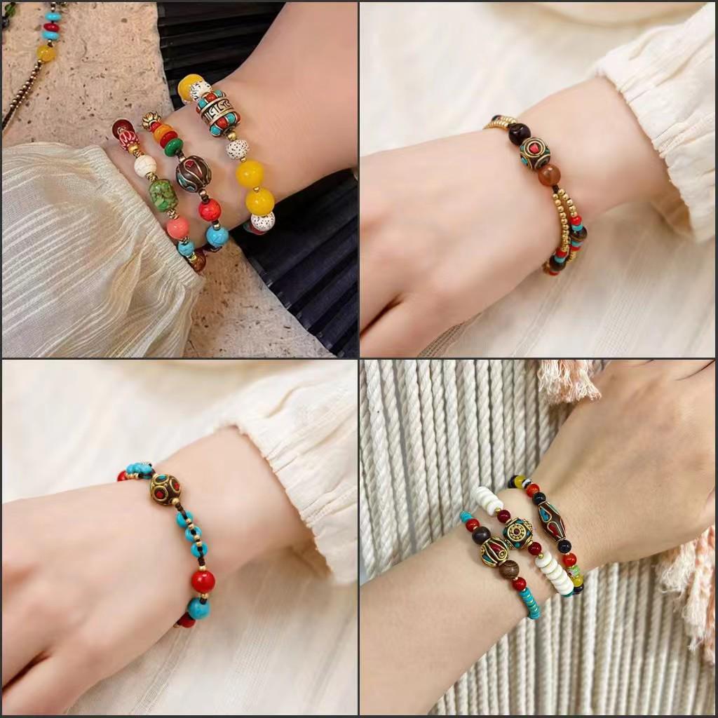 Handmade Chinese Retro Beaded Bracelet: Versatile Ethnic Style for Couples & Friends