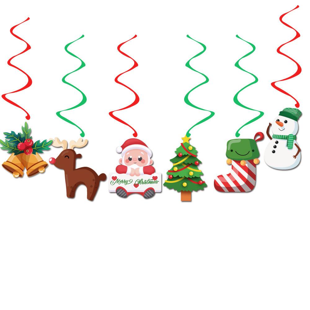 Christmas Party Supplies Merry Christmas Pull Flag Banner Spiral Pendant Custom