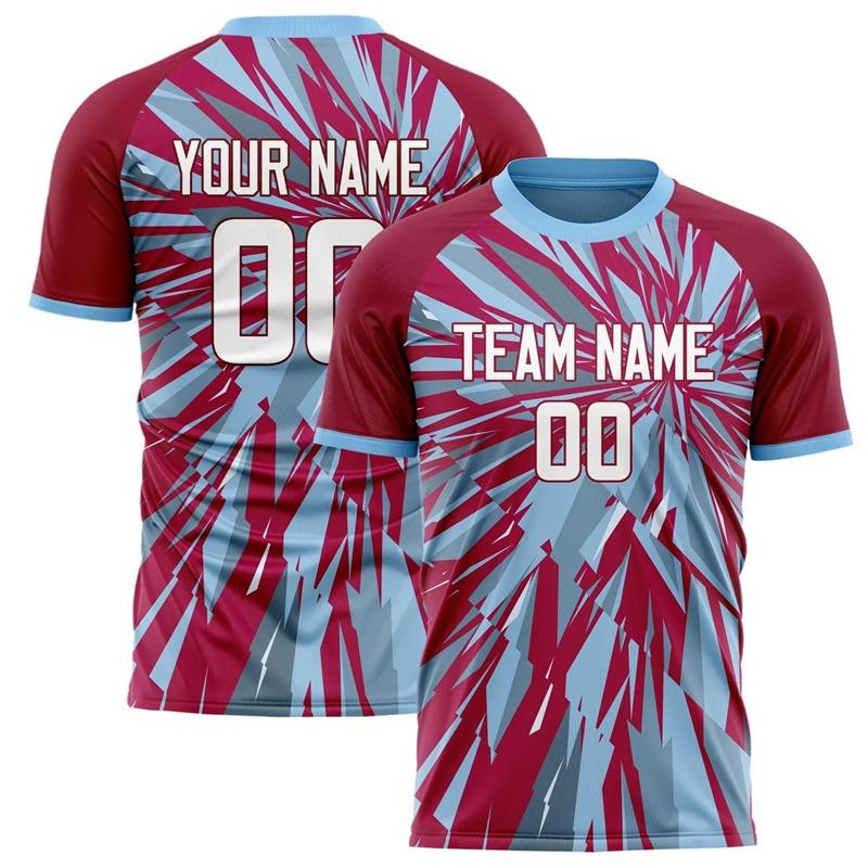 Customized Team Name Number Name Football T-shirts Personalized DIY Crew Neck Red Sport XXS