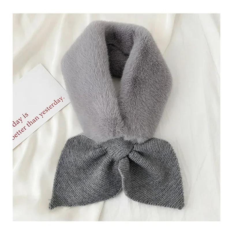 Winter Women Cross Faux Fur Straps Shawl Soft Neck Scarf Girls Ladies Autumn Winter Knitted Scarf