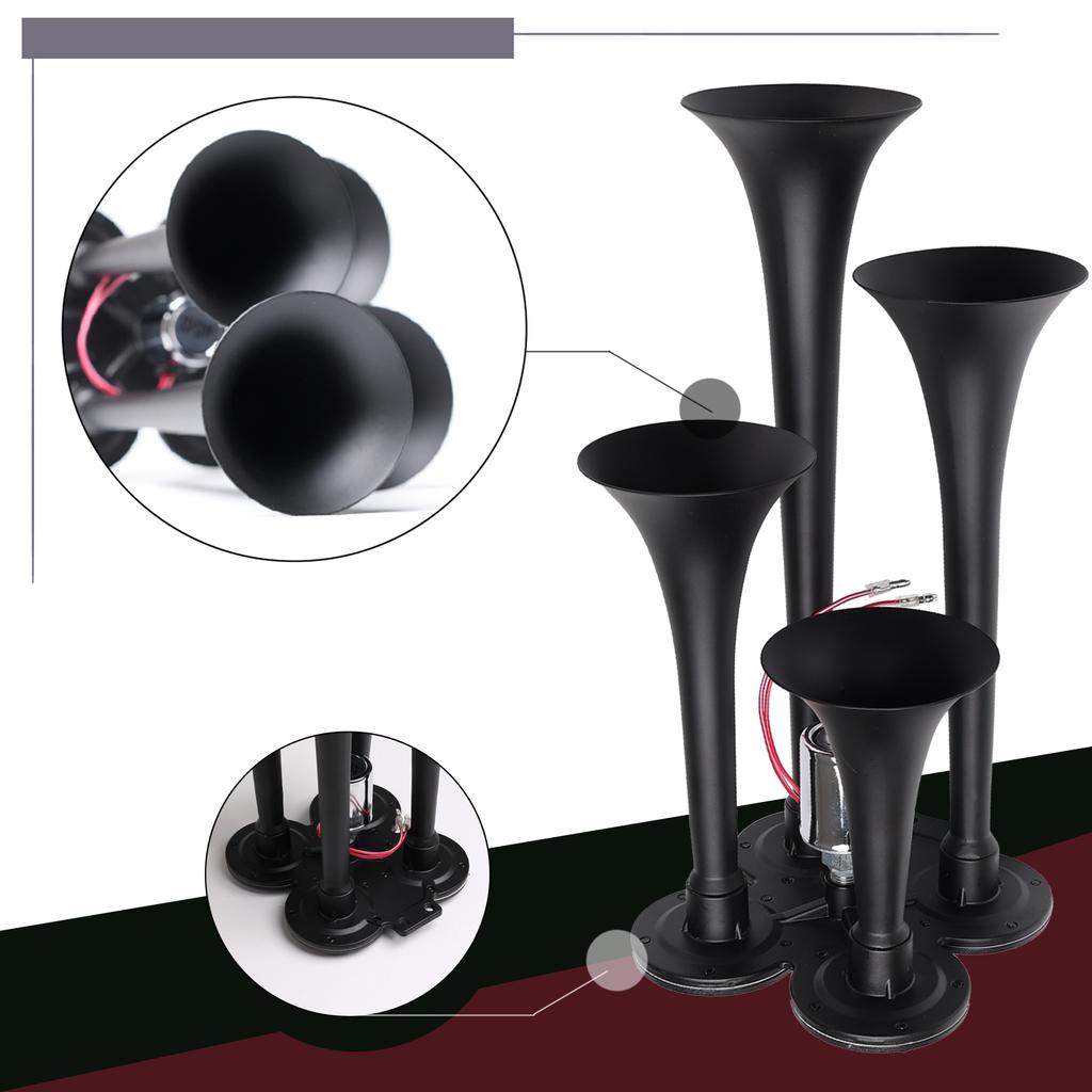 FARBIN 4 Trumpet Air Horn 12V/24V 130DB Four-tube Air Train Horn with Electric Solenoid Powerful Loud Truck For Vehicle Truck