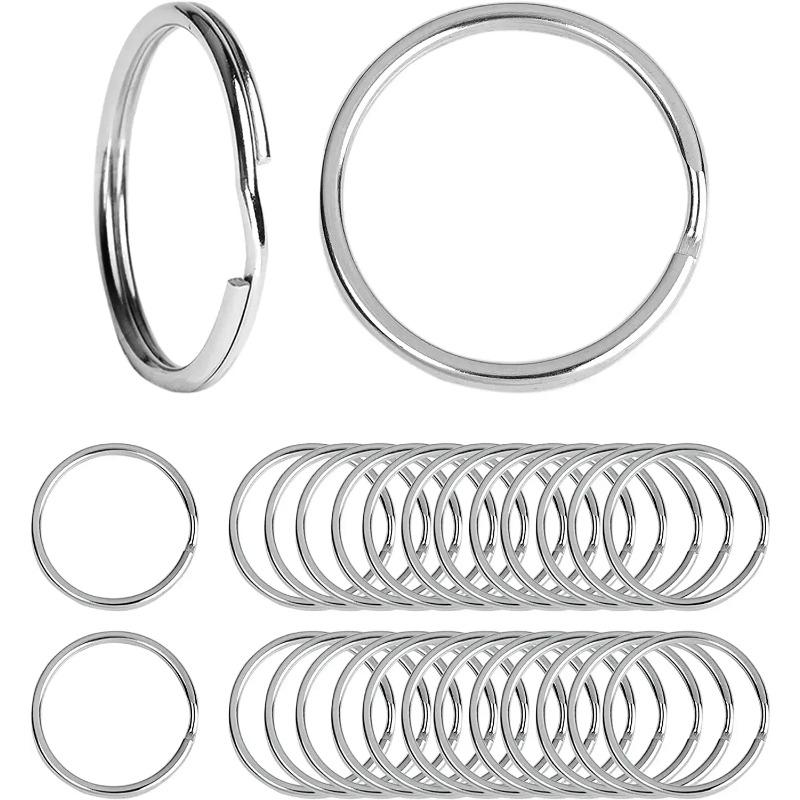 20/100pcs Stainless Steel Key Ring Key Chain 25mm Round Flat Round Split Keychain Polished Metal Blank Circle For DIY Findings