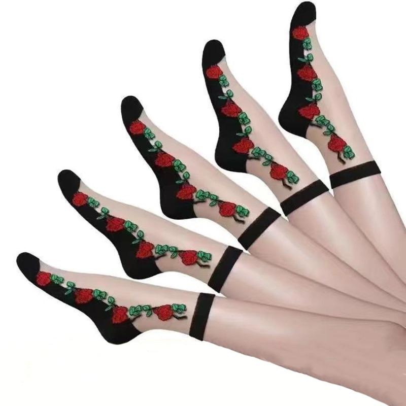 Damen Sommer Dünne Allround Rutschfeste Atmungsaktive Verschleißfeste Mittelhohe Kristall Socken