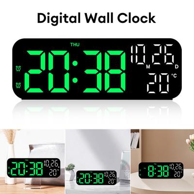Digital Alarm Clock Temperature and Date Week Display Night Mode Table Clock Voice Control 12/24H Electronic LED Alarm Clocks