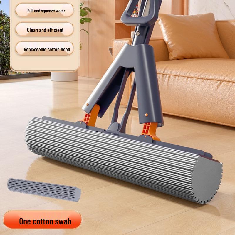 Freihändige Doppelfalt-Schwammwischmopp - Hohe Saugfähigkeit für Badezimmerböden