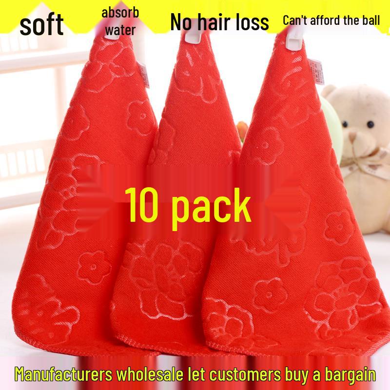 100-Pack Red Wedding Towels: Small Square Double Happiness Handkerchiefs - Perfect for Banquet Gifts