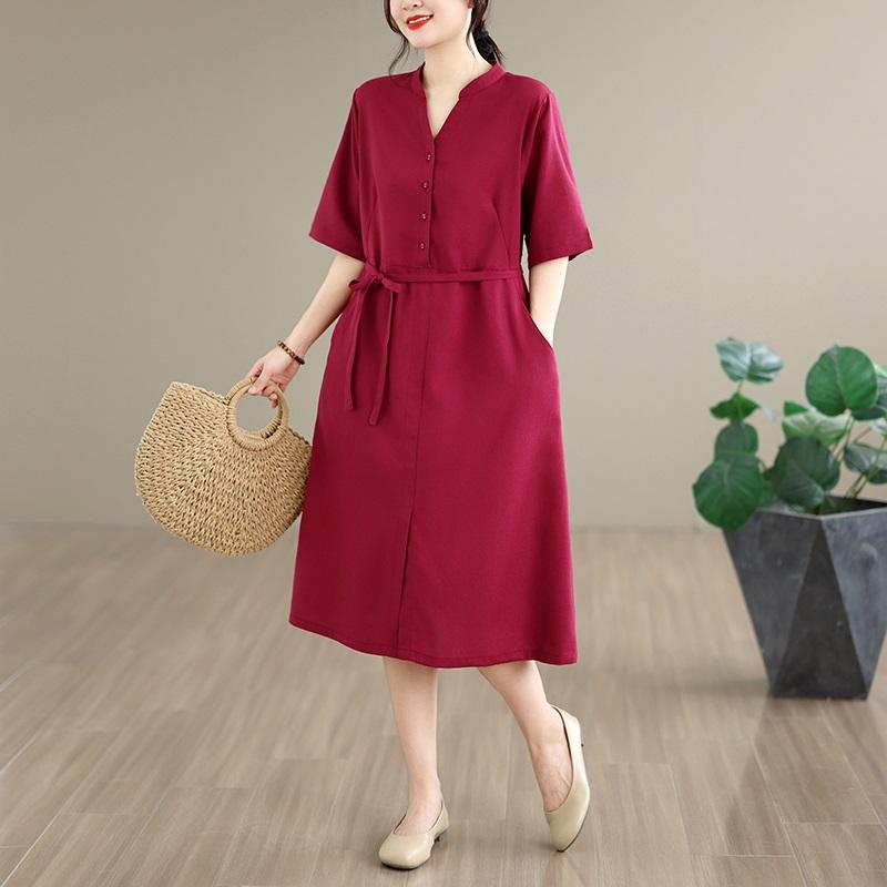 Short Sleeve Plus Size Vintage New In Dresses for Women Casual Loose Long Summer Dress
