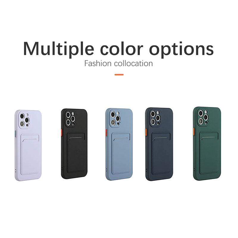 Porta Cartão Suporte Capa de Celular de Silicone Macio para IPhone 15 14 11 13 12 Pro Max XS XR X SE 2 3 8 7 Plus à Prova de Choque Capa Carteira Colorida