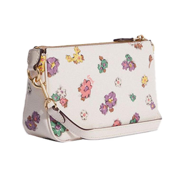 Coach Nolita 19 Zipper Floral Print Pebble Leather Clutch Women Clutch White CA738-IMCAH