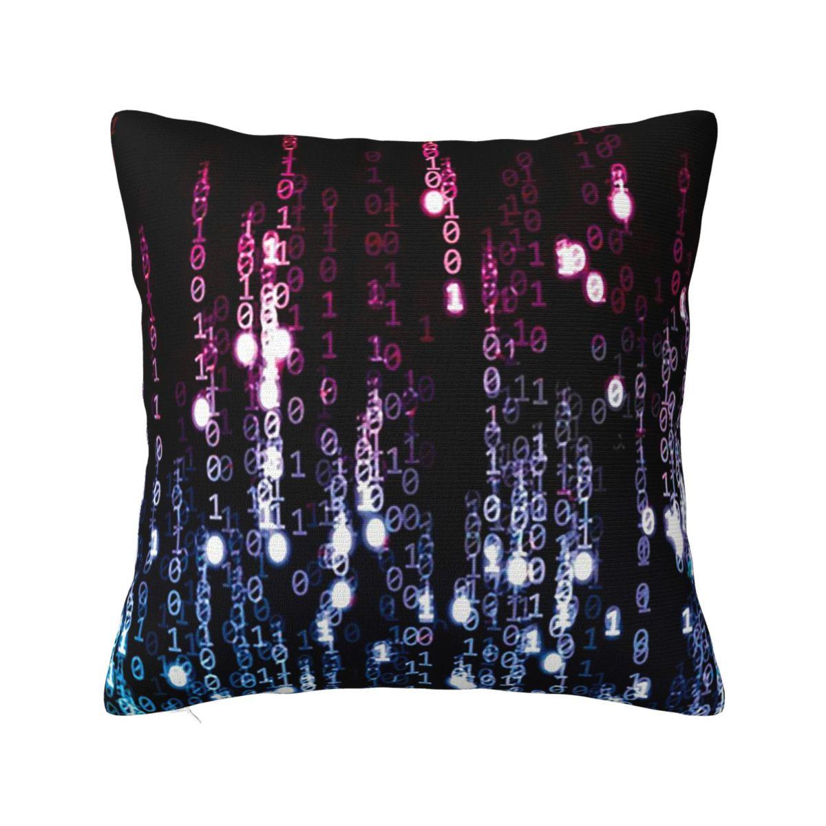 Forest Of Emerald Green Matrix Rain Binary Code Square Pillowcase Cushion Cover Pillow Case Throw Pillow Cover 12x12Inch