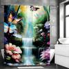 Butterfly Waterfall Floral Shower Curtain, Bathroom Decorative Shower Curtain, Waterproof Shower Curtain with Hooks