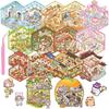 Chisafly 3D Scene Stickers 15-Piece Miniature House Set with Tweezers Cute Relaxing Puzzle for Adults and Children Paper Models Halloween DIY Notebook