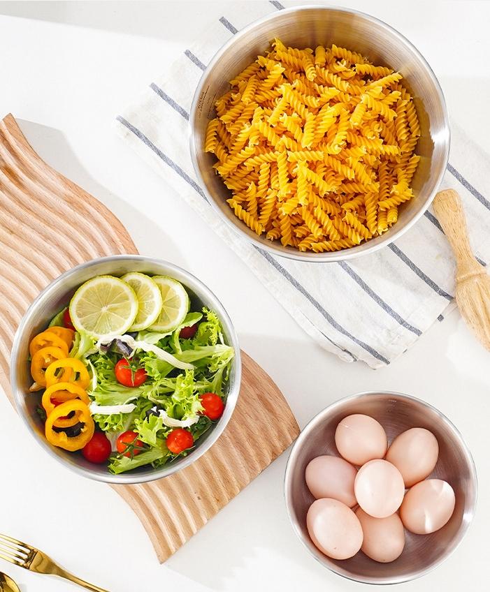 1 Stück Edelstahl Silber Salatschüssel Reisnudeln Lamian Nudeln Schüssel Küchengeschirr Lebensmittelbehälter Outdoor Geschirr