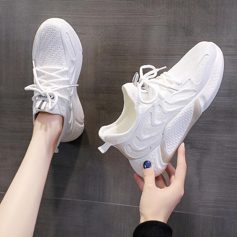 Spring New Mesh Polyurethane Lightweight Sports Shoes Women's Breathable Flat Casual Shoes Student Running Shoes Women
