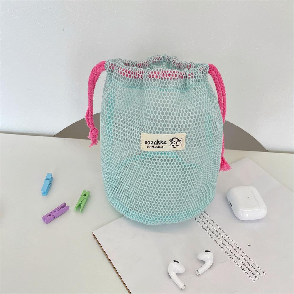 

Сетчатые мешки на шнурке большой вместимости Женская косметичка Портативная сумка для мытья и макияжа Дорожный органайзер Упаковочный мешочек Сумки синий