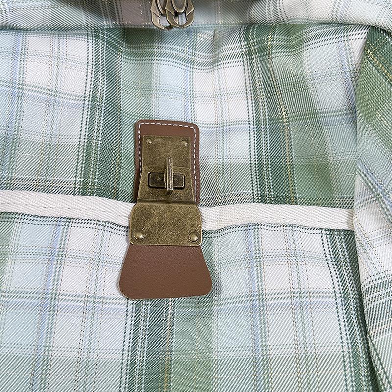 Plaid Travel Backpack Student Schoolbag Class Commuter Backpack