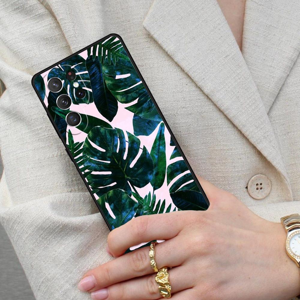 Tropical Leaves Banana Leaf Cell Phone Case for Samsung Galaxy S26 Ultra S25 S24 S23 S22 S21 S20 Note10 Cover