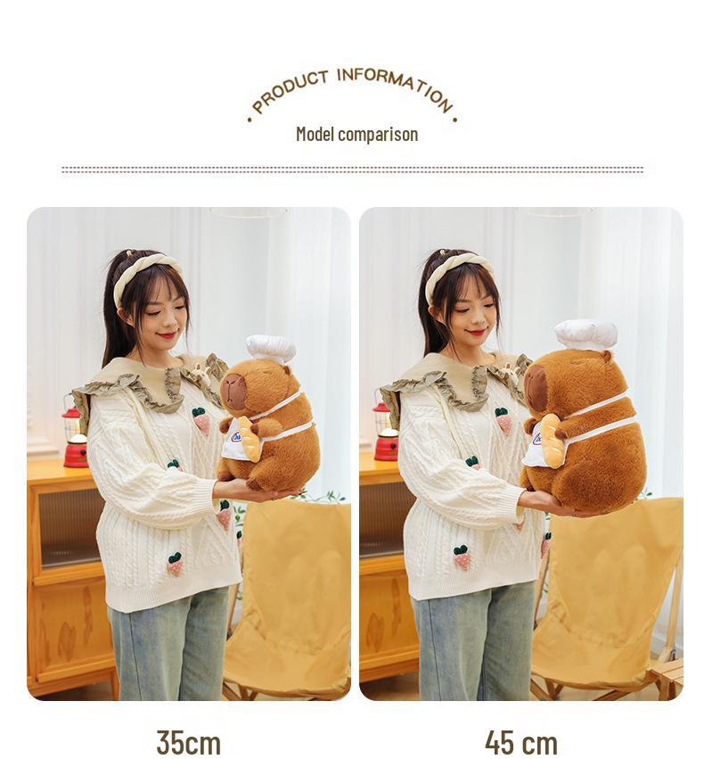 Capybara Chef Large Plush Doll - Cute Cartoon Pillow Gift
