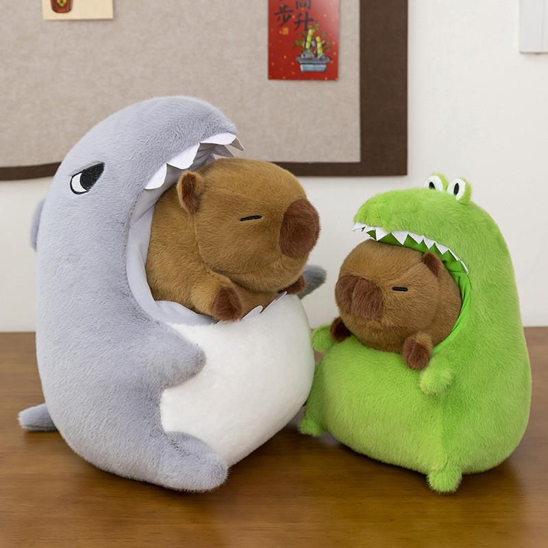 Shark Dressup Capybara Cartoon Plush Doll Kids Birthday Gift Home Decoration