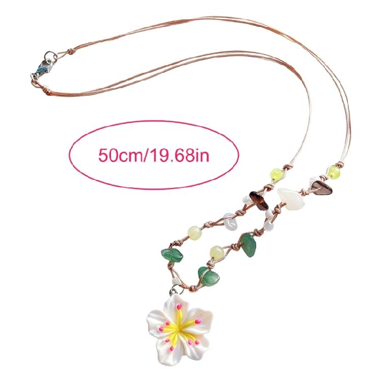 Adorable Flower Pendant Necklace Colorful Plastic Resin Beads Neckchain Fun And Feminine Fashion Accessory