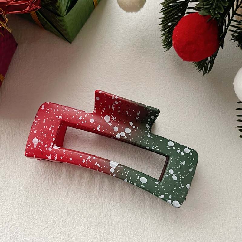 Fashion Christmas Acrylic Hair Claws for Women Girls Sweet Snowflake Print Shark Clamp Hair Clip Headdress Hair Accessories Gift