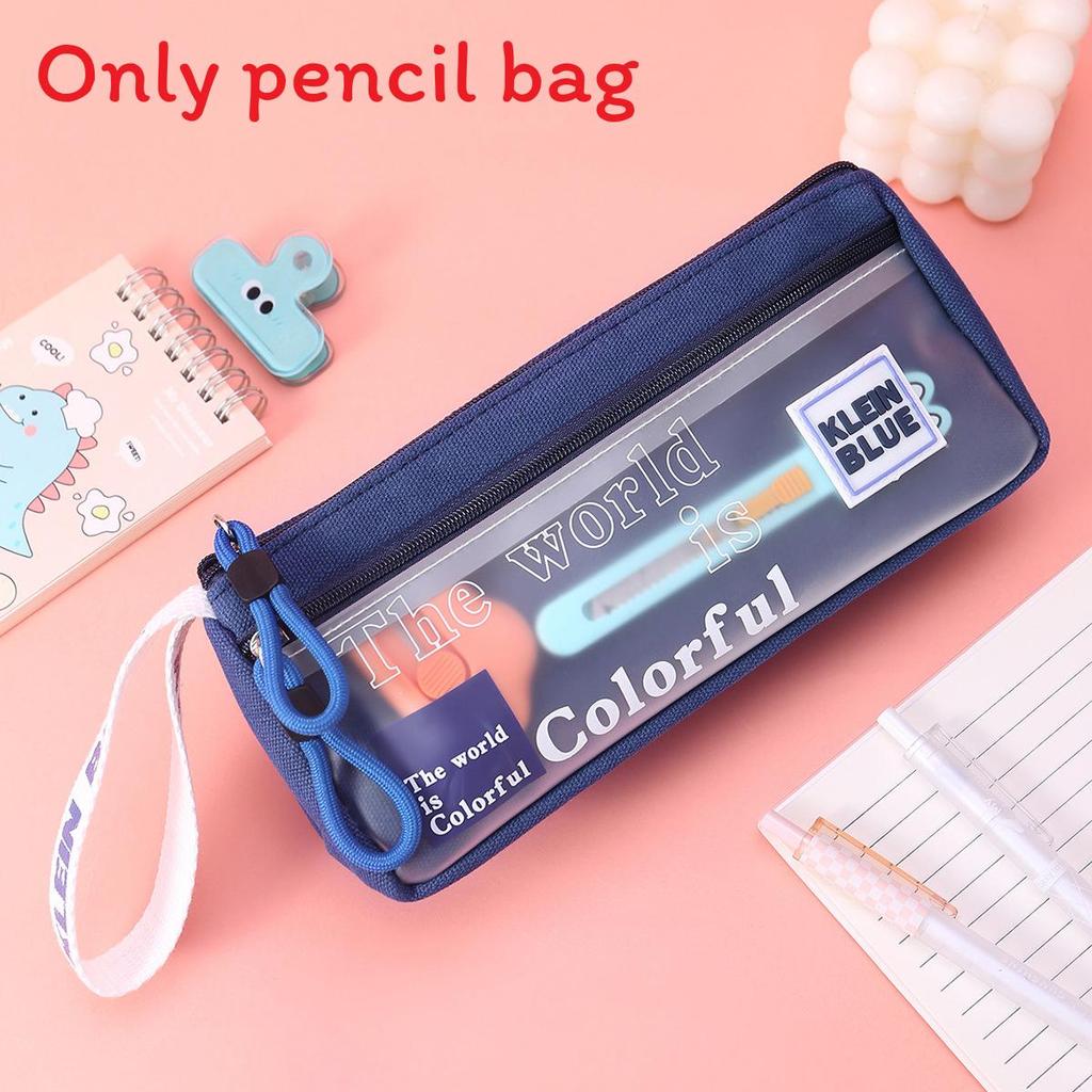 Clain Blue Pencil Case With Large Capacity And Zipper Closure For Students And Office Use