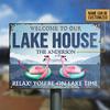 Customizable Flamingo Lake House Metal Sign Yard Welcome Home Decor
