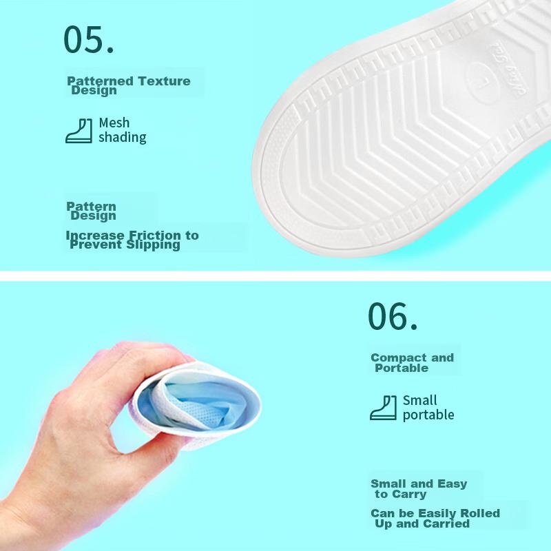 NOLANSEND Rain Shoe Covers with Thickened Soles, Portable, Wear-Resistant, Transparent Flat-Bottom White, Suitable for Size 43-44
