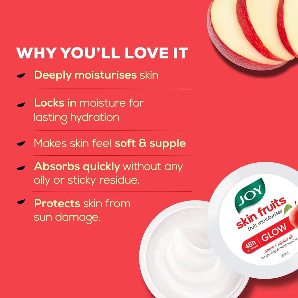 Joy Skin Fruits Moisturizer with Apple, Jojoba & Almond Oil 500ml