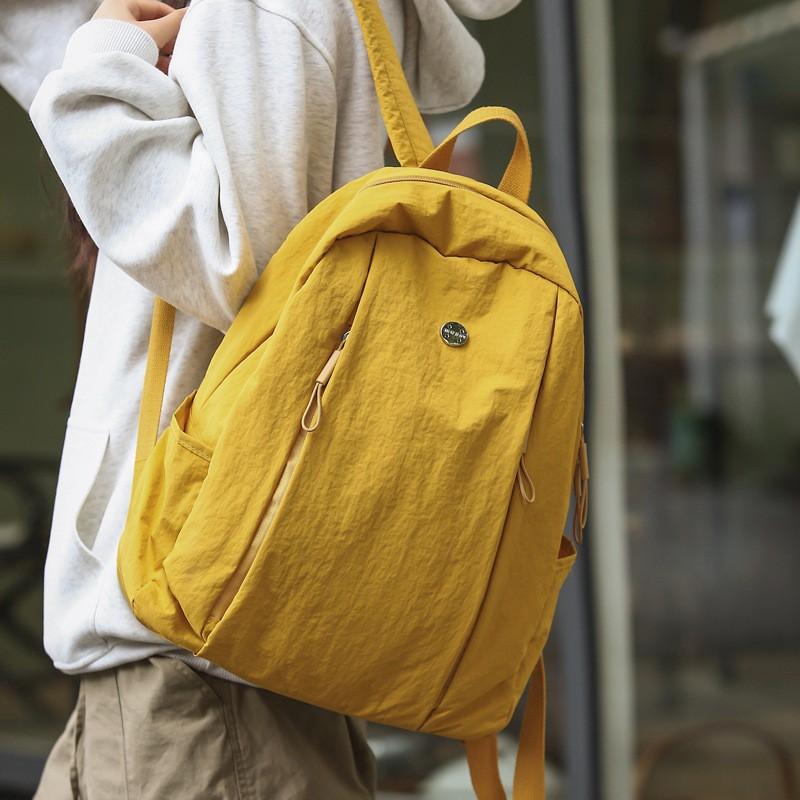 Backpack Women Simple Style Fashionable Nylon Outdoor Light Waterproof Travel Bag Large Capacity Schoolbag Junior High School Students