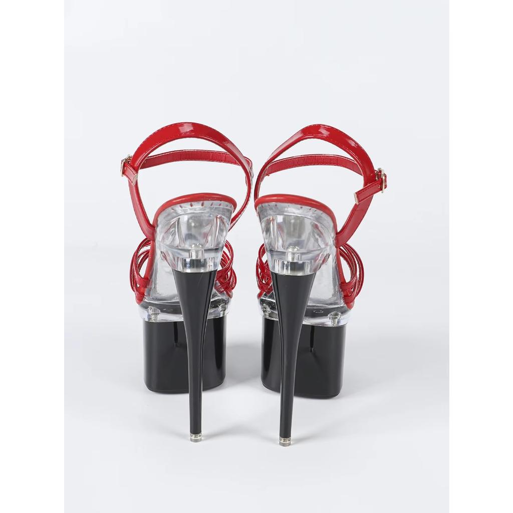 Women Platform Dance Sandals  Fashion Nightclub High 18CM Car Model Transparent Crystal Sexy Sandals LFD-10368-Q12025