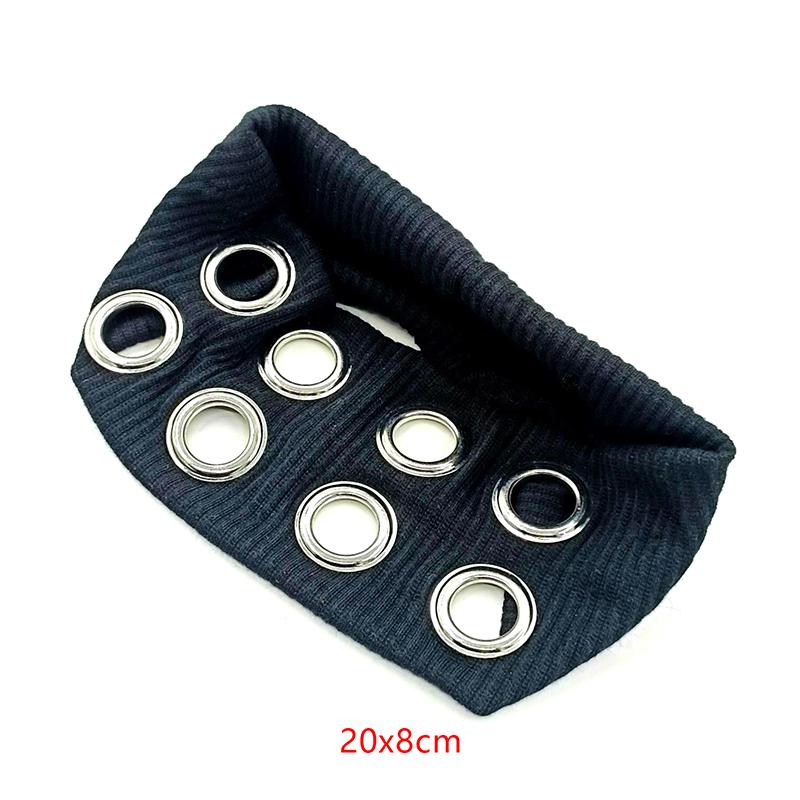 

Панк Девушка Полые Люверсы Широкая Эластичная Повязка на Голову Эластичный Металл Рок Стимпанк Для Спорта Повязки на Голову Аксессуары для Волос чёрный