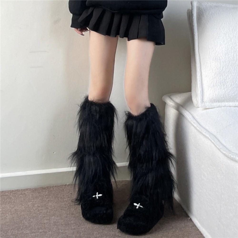 Boots Cover Faux Fur Long Tube Sock Foot Cover Knee High Girls Socks  Women