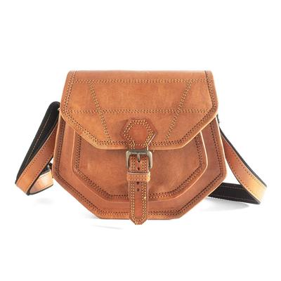 Goatter Leather Casual Sling Bag for Girls and Women. Tan Bag.
