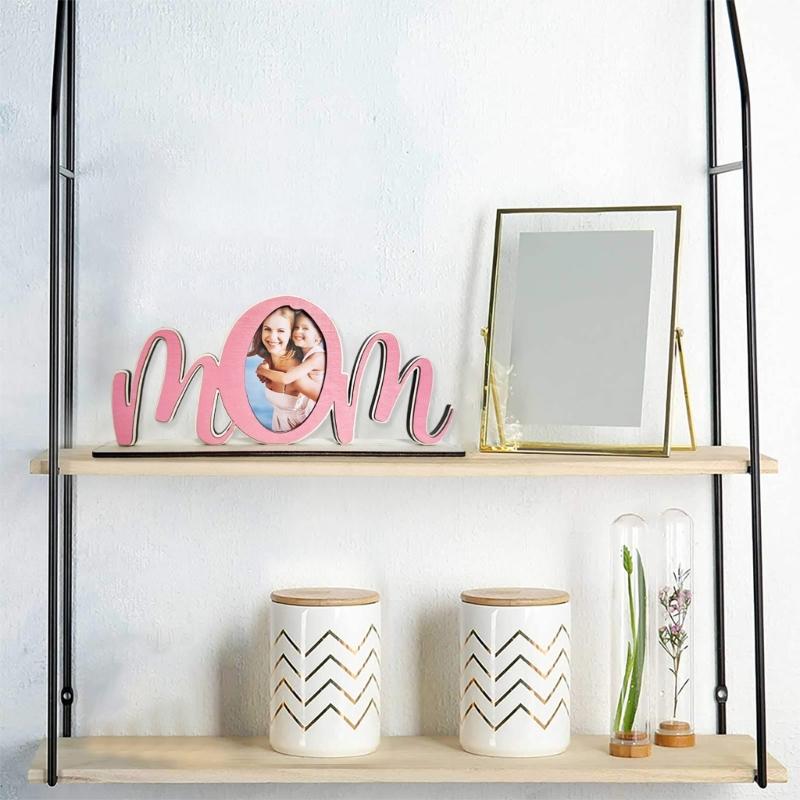 Mamas Wood Letter Picture Frame Set Craft with Color and Brushes, Special Present for Parent