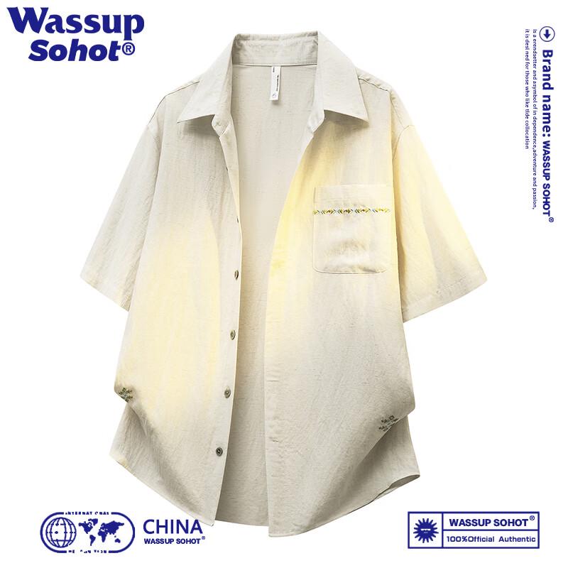 Wassup Sohot Men s Soft Lyocell Short-Sleeve Lapel Shirt S