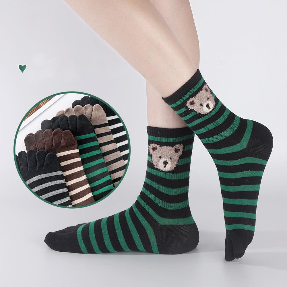 

1 Pair Breathable Toe Socks Cotton Mid-tube Socks Casual Five Finger Socks Unisex хакі
