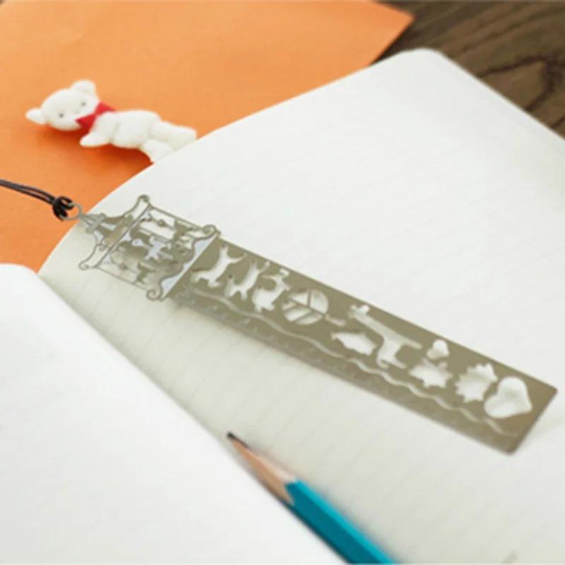 1Pcs Korean Metal Bookmark with Scale Student Multi-function Drawing Creative Mini Painting Ruler Drawing Board School Supplies