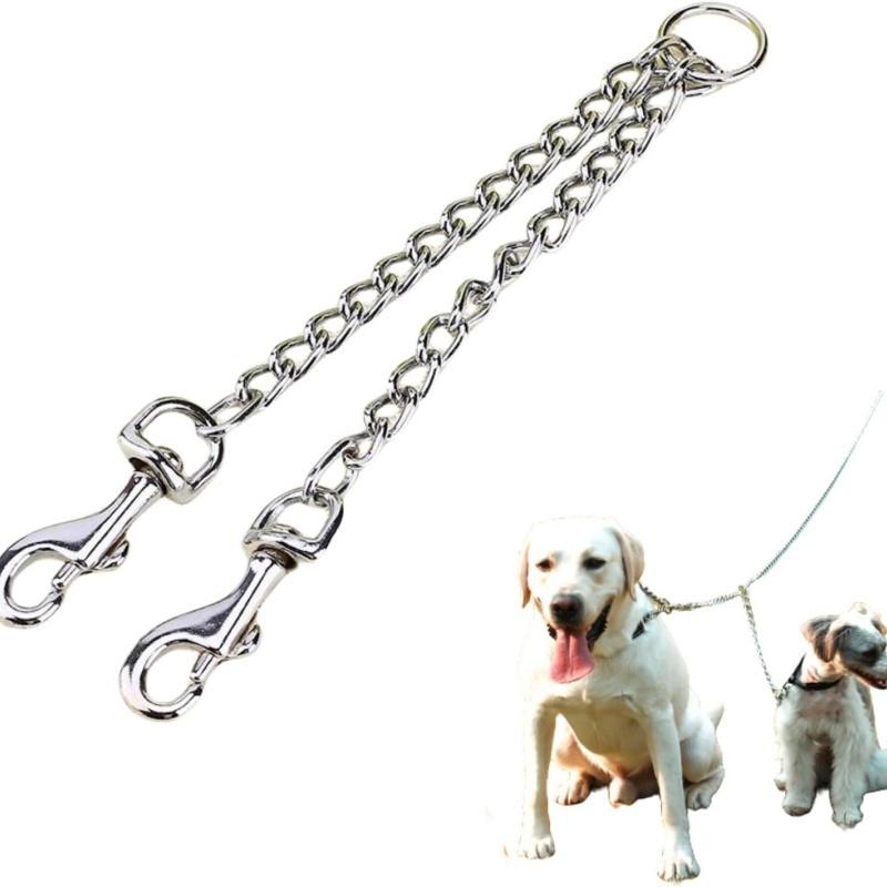 Double Head Pet Traction Rope Traction Belt Dog Traction Double Buckle Chain For Two Dog Leash Running Walking