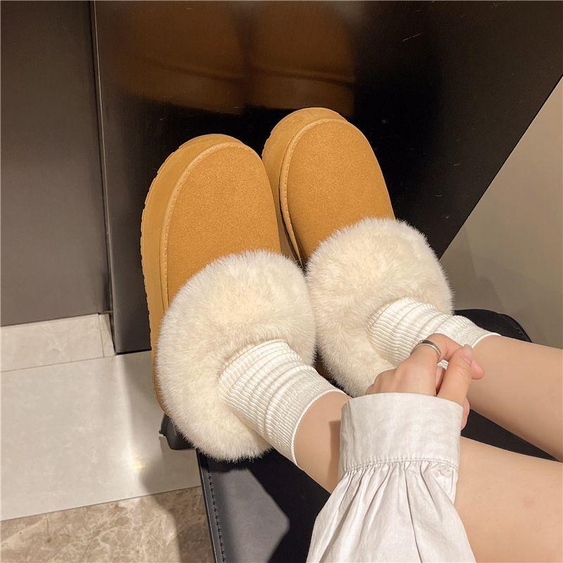 2025 winter velvet thickened snow boots women's short boots Korean version non-slip flat-bottomed student warm cotton shoes Mao Mao shoes
