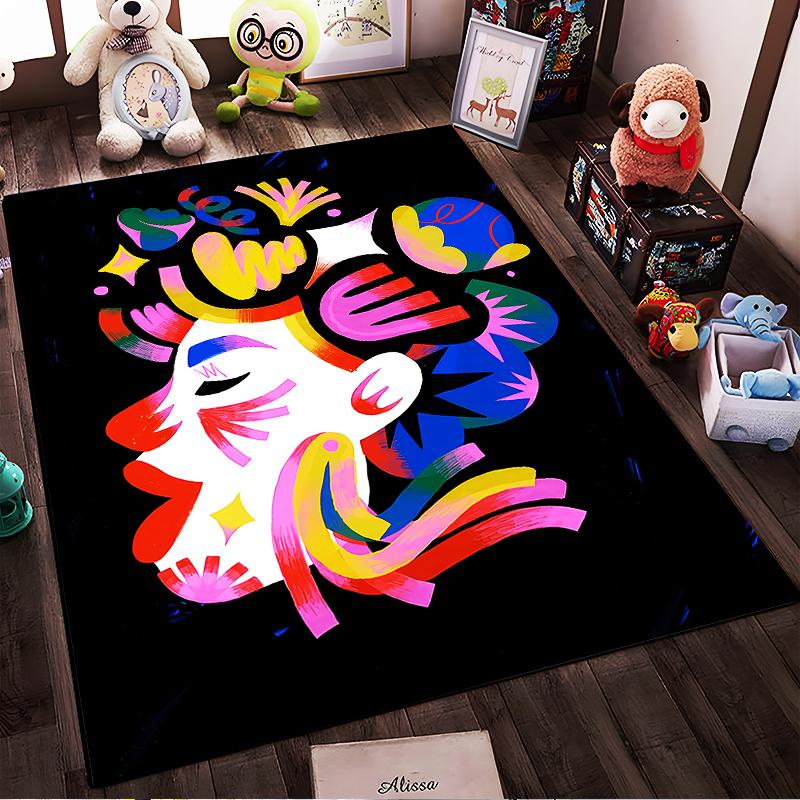 Colorful Abstract Female Silhouette Art Printed Carpet for Home Decor Suitable for use as an anti-slip for living room bedroom sofas