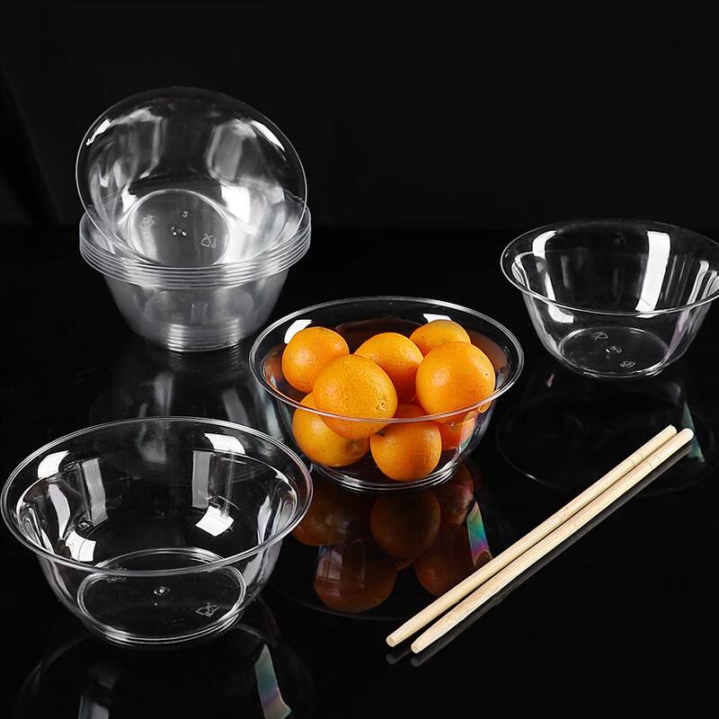 Zisiz Thickened Square Disposable Plastic Bowls with Lids, 100 Pack